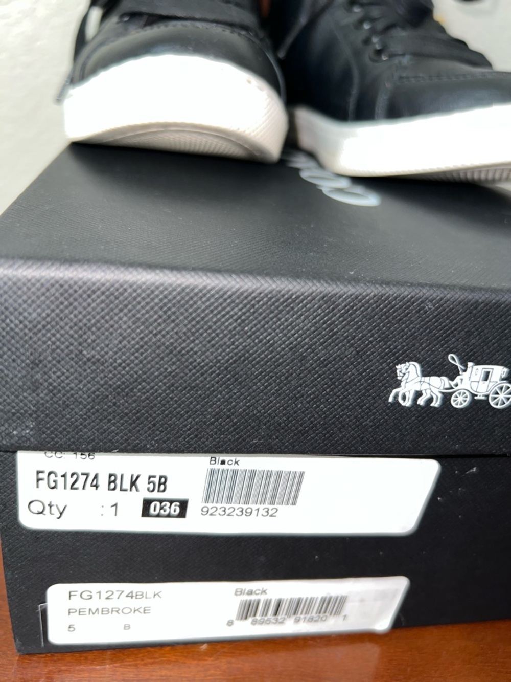 Coach Pembroke Black High Top Leather Sneaker With Buckle Detail Size 5 - Picture 10 of 11